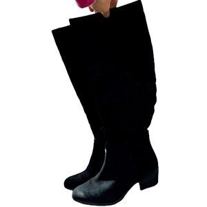 Esprit Black Suede Knee High Boots Women’s Size 7m Gothic 90s Y2K Dark Fairycore